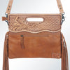LC-ADBGS145ACGO Tooled Leather & Deer-Print Cowhide Clutch - Western Fringe Convertible Tote