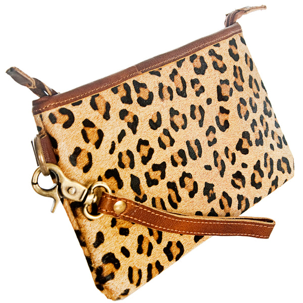 ADBG344 American Darling Western Leather Wristlet Bag with Printed Hair-On Cowhide