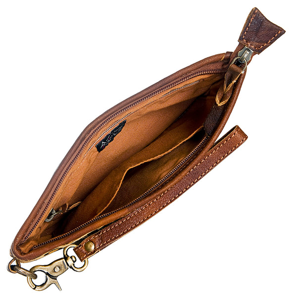 ADBG344 American Darling Western Leather Wristlet Bag with Printed Hair-On Cowhide