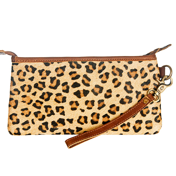 ADBG344 American Darling Western Leather Wristlet Bag with Printed Hair-On Cowhide