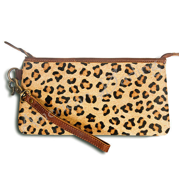 ADBG344 American Darling Western Leather Wristlet Bag with Printed Hair-On Cowhide