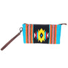 ADBG344 Southwestern Wool Wristlet Clutch with Tribal Pattern and Leather Strap