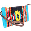 ADBG344 Southwestern Wool Wristlet Clutch with Tribal Pattern and Leather Strap