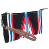 ADBG344 Southwestern Wool Wristlet Clutch with Tribal Pattern and Leather Strap