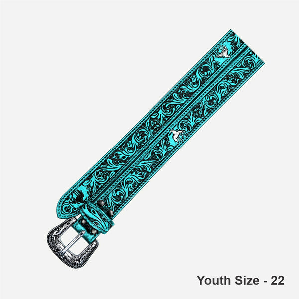 Official PRCA & NFR Licensed Collection® Turquoise Leather Vintage Leather Belt