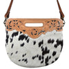 ADBG346 American Darling Western Leather Clutch Bag with Hand Tooled Floral Carving & Hair-On hide