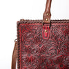 ADBG235 American Darling Western Leather Tote Bag - Hand Tooled Floral Carved Braided Purse