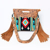 LC-ADBGS146 Southwestern Crossbody Bag - Hand-Tooled Leather & Wool Blend