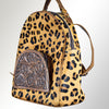 ADBGS156 Printed Cowhide Leather Backpack with Tooled Floral Pocket - Western Wild Style