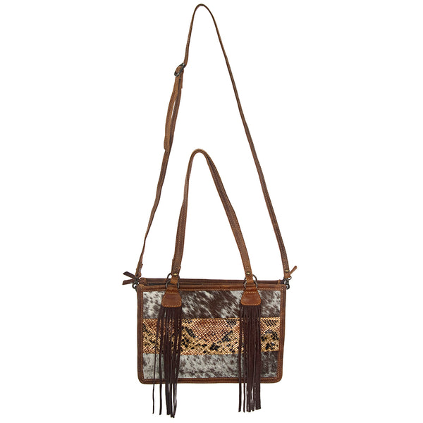 ADBG375 American Darling Handcrafted Hair-On Cowhide Tote Bag with Western Fringes