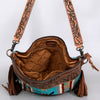 ADBG208 American Darling Western Signature Crossbody Bag with Hand Tooled Floral Leather and Fringes