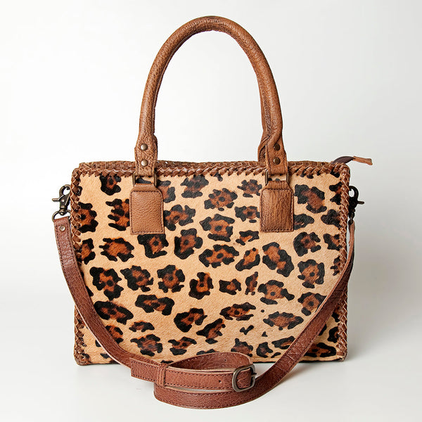 LC-ADBGS118 Western Tote Bag - Hair-On Leather with Whipstitch Trim & Detachable Strap