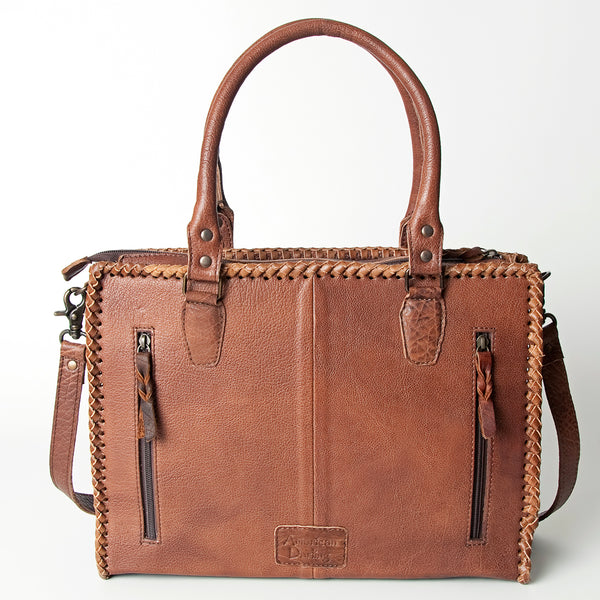 LC-ADBGS118 Western Tote Bag - Hair-On Leather with Whipstitch Trim & Detachable Strap