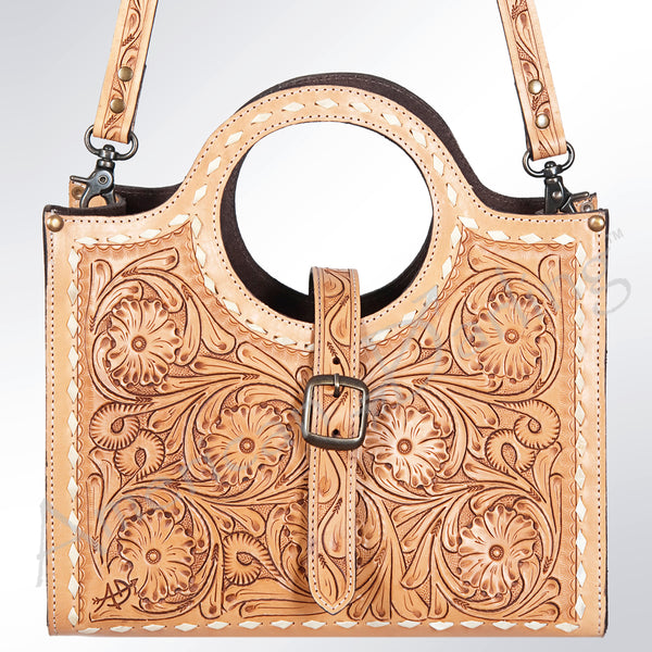ADBG500 American Darling Hand Tooled Floral Leather Western Tote Bag