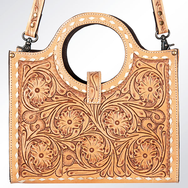 ADBG500 American Darling Hand Tooled Floral Leather Western Tote Bag