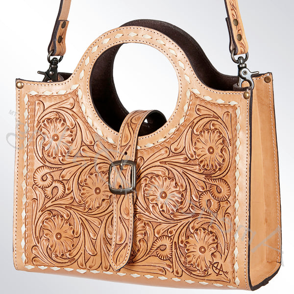 ADBG500 American Darling Hand Tooled Floral Leather Western Tote Bag