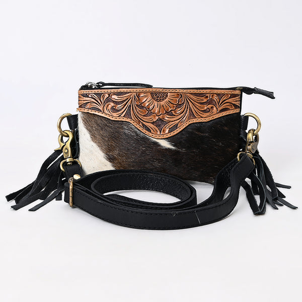 ADBG403BKW Luxury Genuine Leather Small Crossbody Bag Featuring Hand-Tooled Artistry
