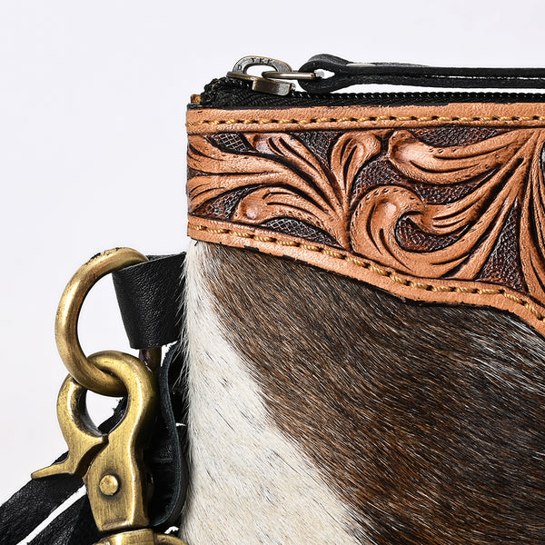 ADBG403BKW Luxury Genuine Leather Small Crossbody Bag Featuring Hand-Tooled Artistry