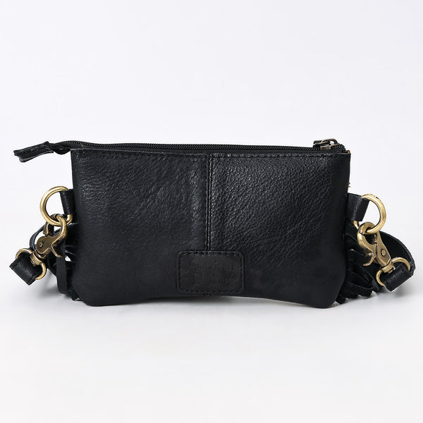 ADBG403BKW Luxury Genuine Leather Small Crossbody Bag Featuring Hand-Tooled Artistry