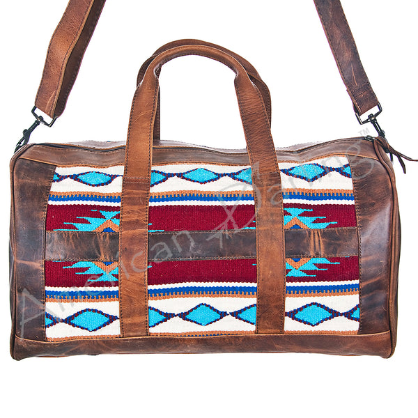 ADBG254 American Darling Duffel Bag - Handcrafted Saddle Blanket & Full Grain Leather Travel Bag