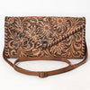 ADBG395BR Authentic Hand-Tooled Genuine Leather Envelope Clutch with Artisan Crafting