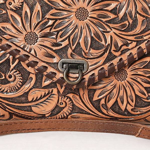 ADBG395BR Authentic Hand-Tooled Genuine Leather Envelope Clutch with Artisan Crafting