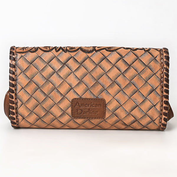 ADBG395BR Authentic Hand-Tooled Genuine Leather Envelope Clutch with Artisan Crafting