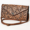 ADBG395BR Authentic Hand-Tooled Genuine Leather Envelope Clutch with Artisan Crafting