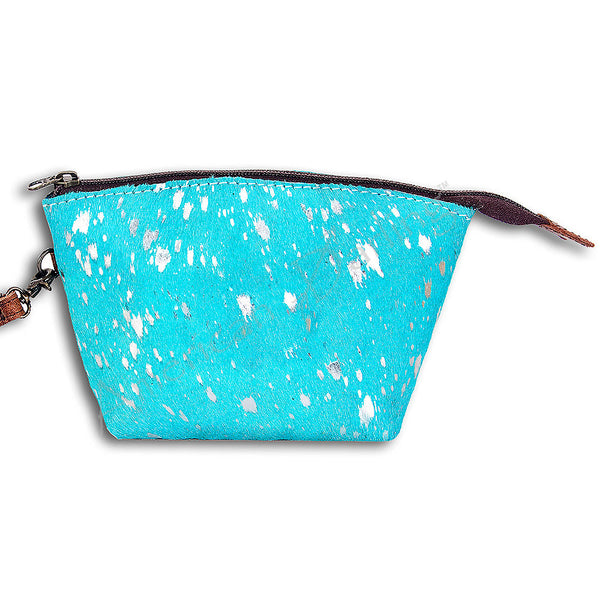 ADBG443 Genuine Hair on Hide Compact Coin Purse with Secure Top Zip Closure