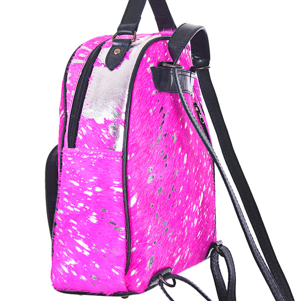 ADBGS156 Natural Cowhide Leather Backpack with Hand-Tooled Floral Pocket - Western Style