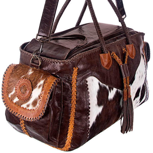 ADBG455 Luxury Genuine Leather and Hair on Hide Weekender Duffel for Elite Travel