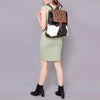 LC-ADBGZ101 Tooled Leather Flap Cowhide Backpack - Black & White Hair-On Hide Western Bag