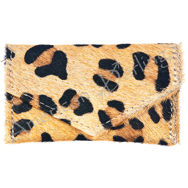 ADBG471 Premium Genuine Hair on Hide Coin Purse with Secure Zip Top and Leather Pull