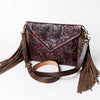 ADBG476 Envelope Cowhide Leather Crossbody Bag with Fringe Western Boho Shoulder Purse