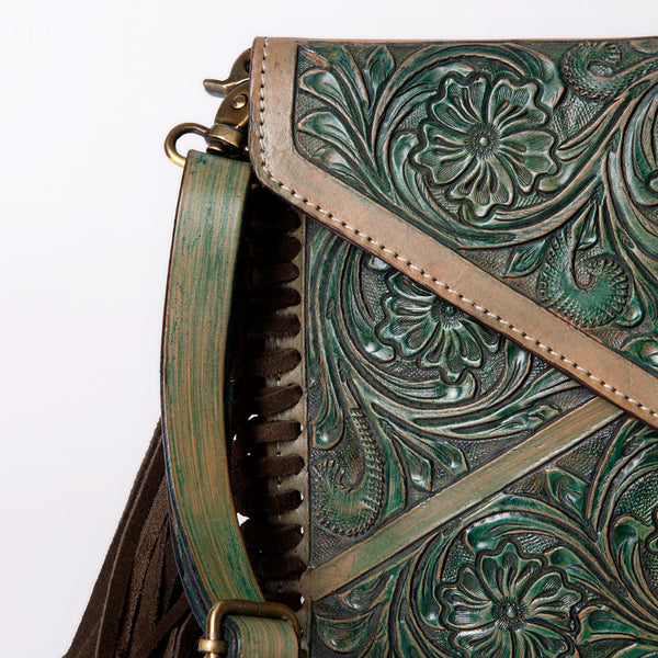 ADBG476 Envelope Cowhide Leather Crossbody Bag with Fringe Western Boho Shoulder Purse