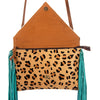 ADBG490 American Darling Handcrafted Fringed Hair-On Cowhide & Leather Western Envelop Bag