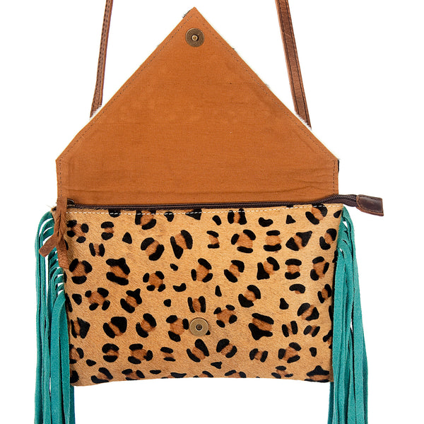 ADBG490 American Darling Handcrafted Fringed Hair-On Cowhide & Leather Western Envelop Bag
