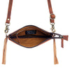 ADBG404 Cowhide Crossbody Bag with Tooled Leather Floral Yoke & Fringe
