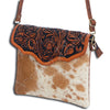 ADBG405 Luxury Hair on Hide Envelope Bag with Intricate Hand-Tooled Leather Details