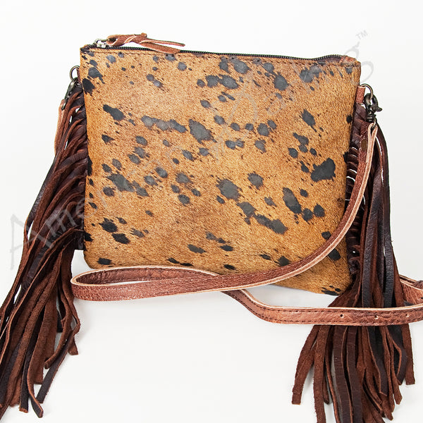 ADBG109 American Darling Hair-On Cowhide Leather Western Crossbody Bag with Fringes