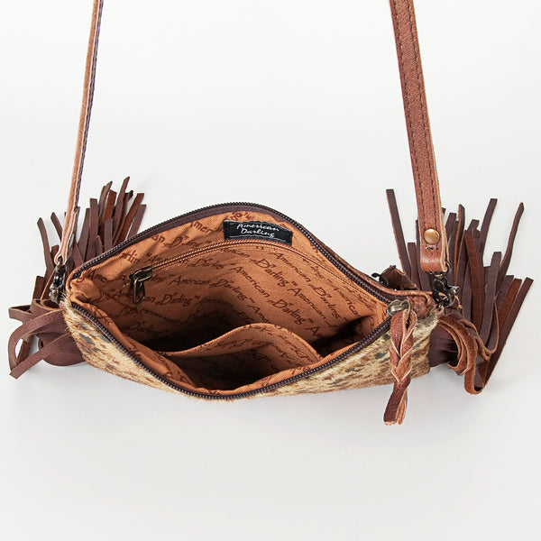 ADBG109 American Darling Hair-On Cowhide Leather Western Crossbody Bag with Fringes