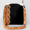 ADBG464BRW Western Black Hair On Hide & Hand Tooled Leather Fringe Chaps Bag