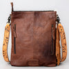 ADBG464BRW Western Black Hair On Hide & Hand Tooled Leather Fringe Chaps Bag