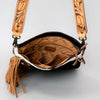 ADBG464BRW Western Black Hair On Hide & Hand Tooled Leather Fringe Chaps Bag