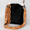 ADBG464BRW Western Black Hair On Hide & Hand Tooled Leather Fringe Chaps Bag