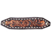 LC-ADBRF102 Dark Brown Tooled Leather Wristband - Western Floral with Whipstitch & Snap Closure