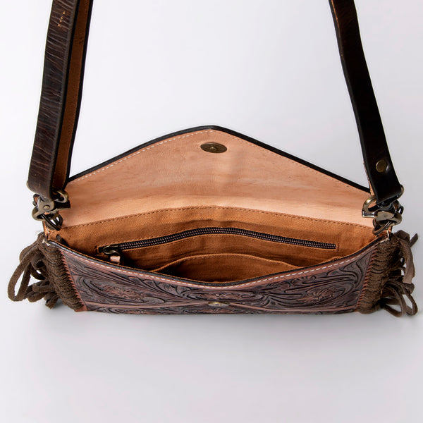 ADBG476 Envelope Cowhide Leather Crossbody Bag with Fringe Western Boho Shoulder Purse
