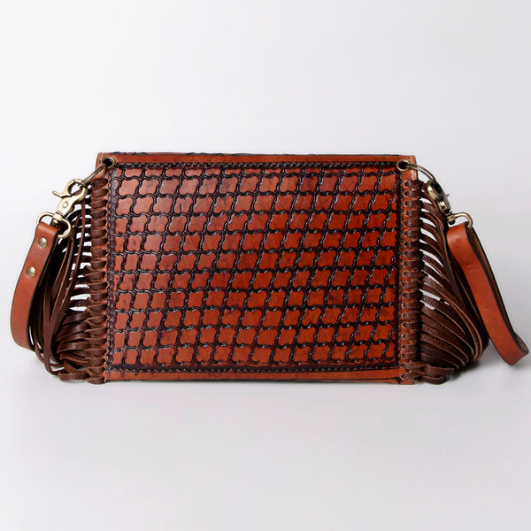 ADBG476 Envelope Cowhide Leather Crossbody Bag with Fringe Western Boho Shoulder Purse