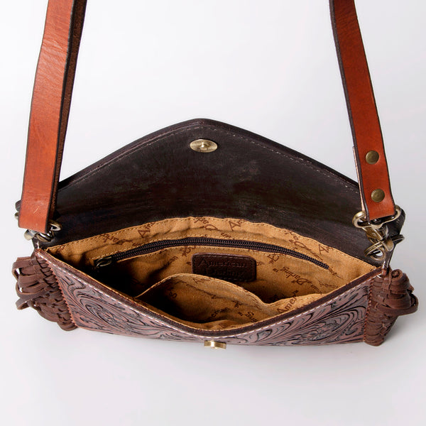 ADBG476 Envelope Cowhide Leather Crossbody Bag with Fringe Western Boho Shoulder Purse