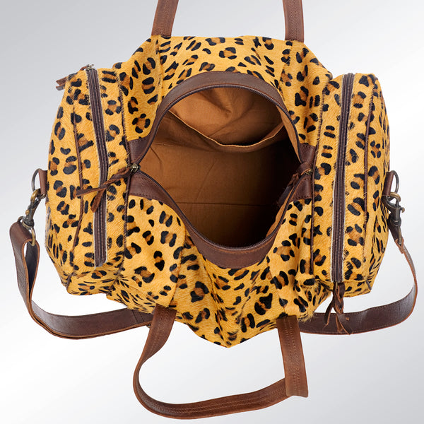 ADBG254 American Darling Duffel Bag - Handcrafted Hair-On Cowhide & Genuine Leather Travel Bag